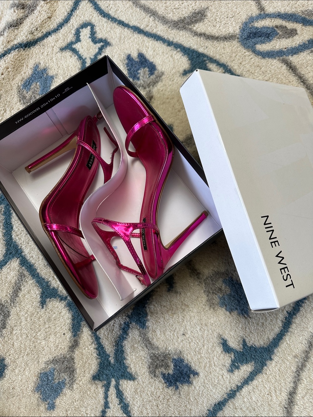 Nine West Metallic Fuchsia Strappy Stiletto Sandals